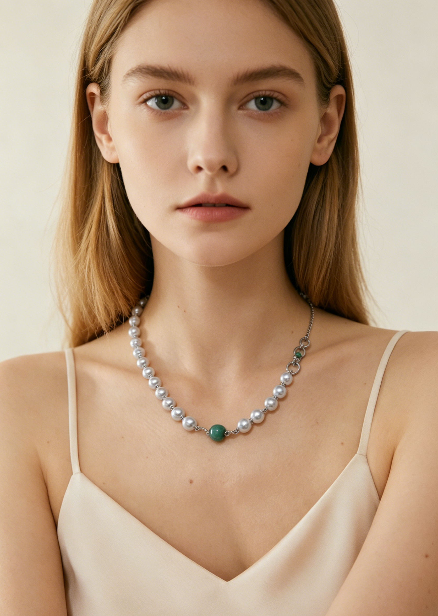 7–8mm Near-Round Gold-Plated Copper Pearl Necklace