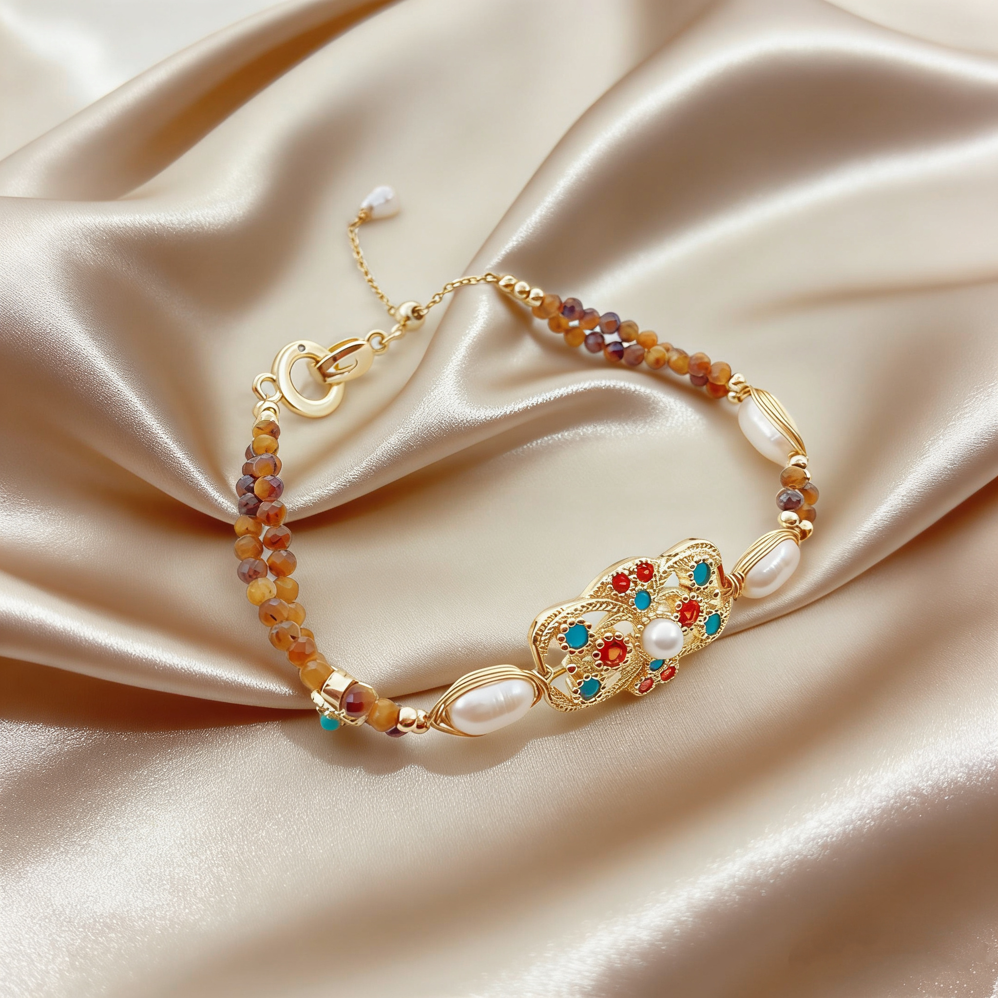 Celestial Star Freshwater Pearl & Tiger's Eye Necklace | Organic Starry Gemstone Jewelry