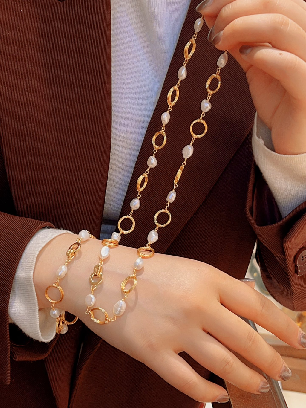 Hand-Wrapped Baroque Pearl Jewelry Set – Artisan Freshwater Pearl Necklace & Earrings
