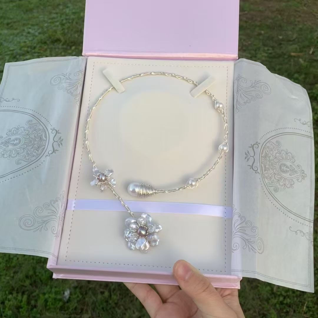 Handcrafted Baroque Pearl Statement Necklace – Natural Freshwater Pearls in Gold or Silver