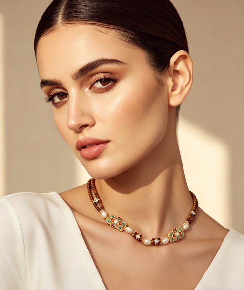 Celestial Star Freshwater Pearl & Tiger's Eye Necklace | Organic Starry Gemstone Jewelry