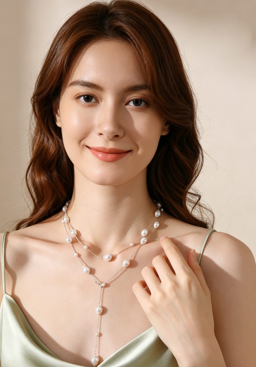 Unique Baroque Pearl Sweater Necklace - Artisan Long Pendant