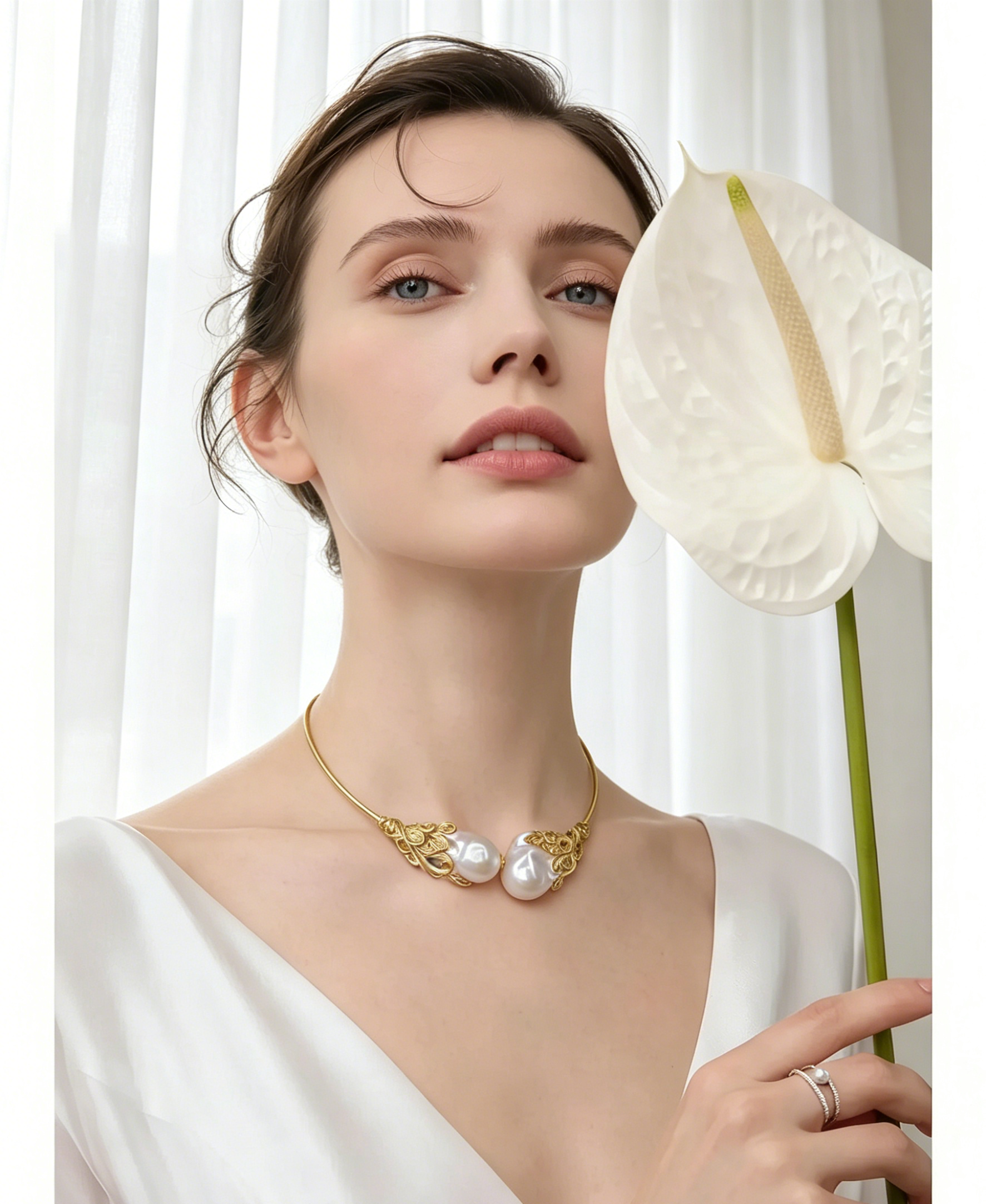 Gold Baroque Pearl Necklace – Handmade Freshwater Pearl Jewelry for Women