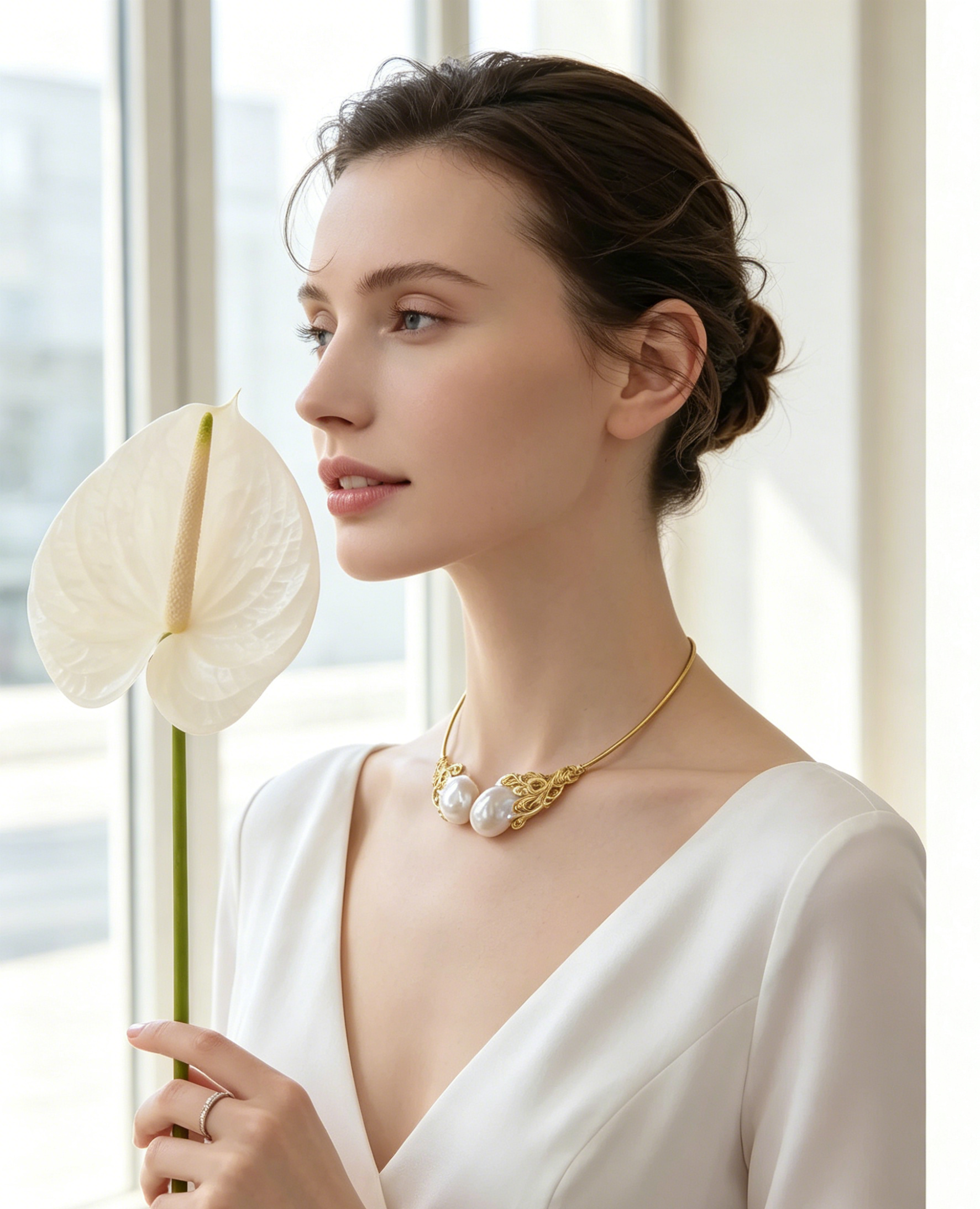 Gold Baroque Pearl Necklace – Handmade Freshwater Pearl Jewelry for Women