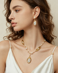 Artisan Hand-Wrapped Baroque Pearl Set – Unique Statement Necklace & Dangle Earrings