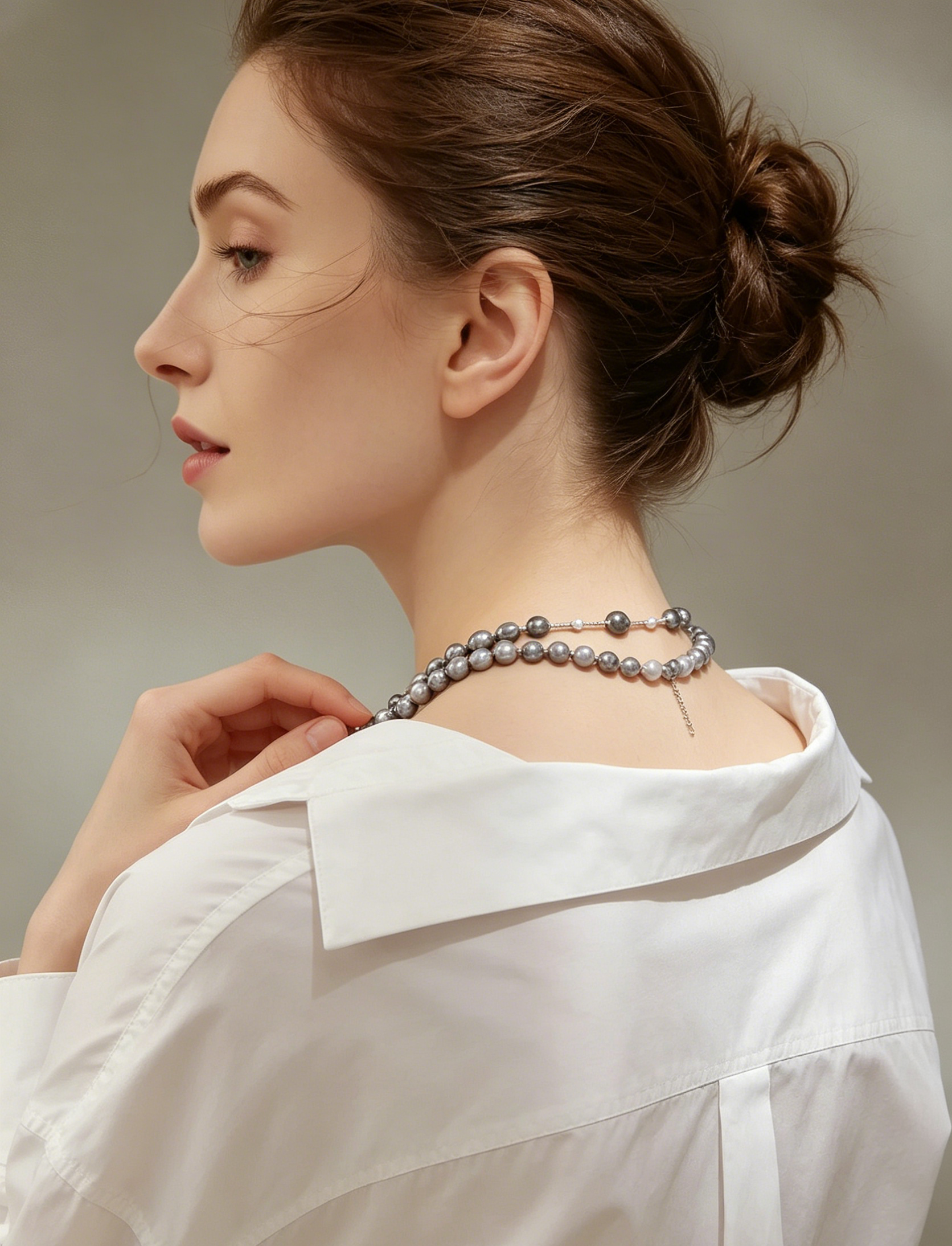 Tahitian Keshi 6-7mm & 3mm Freshwater Pearl Necklace - 14k Gold Plated, Tarnish Resistant