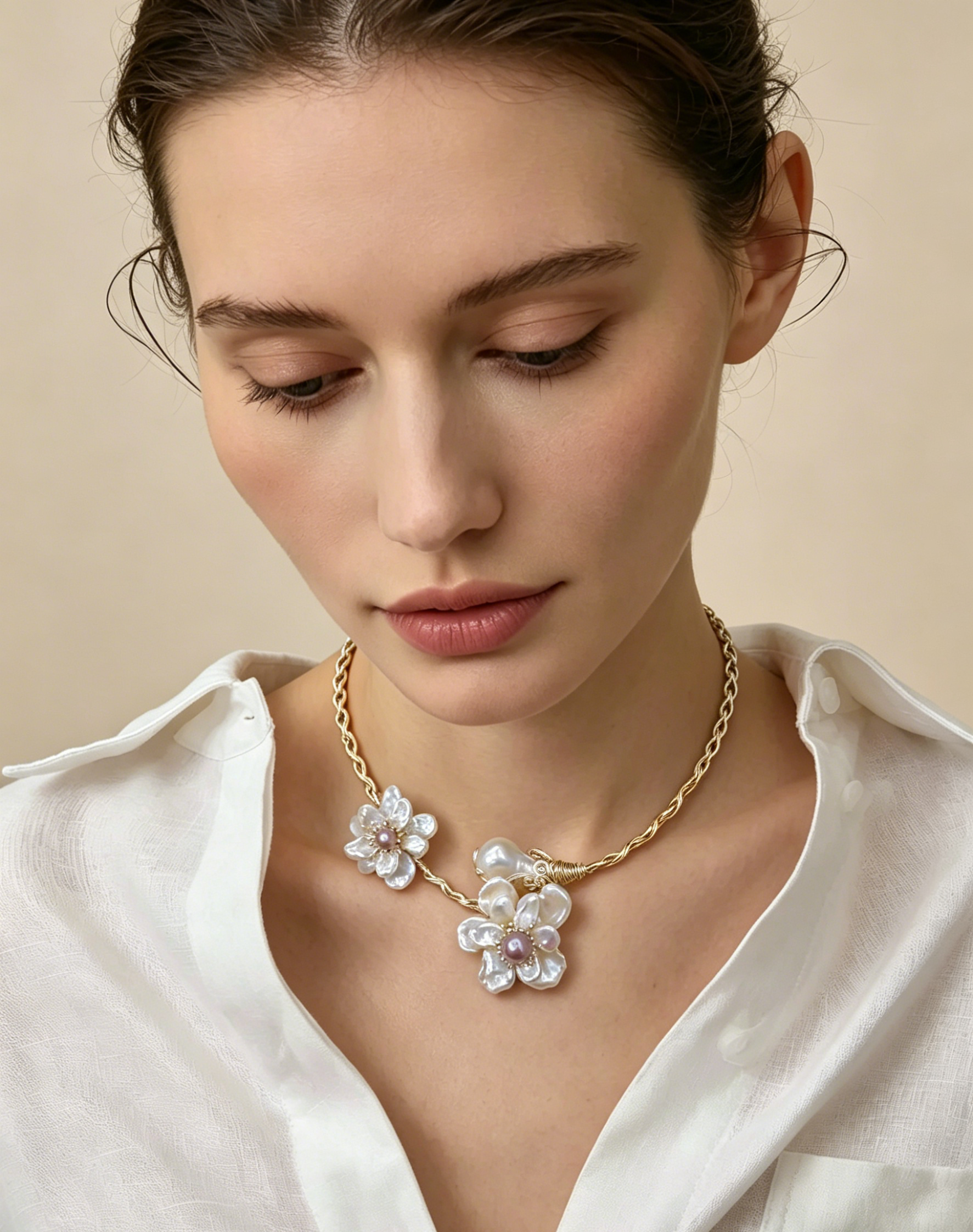 Handcrafted Baroque Pearl Statement Necklace – Natural Freshwater Pearls in Gold or Silver
