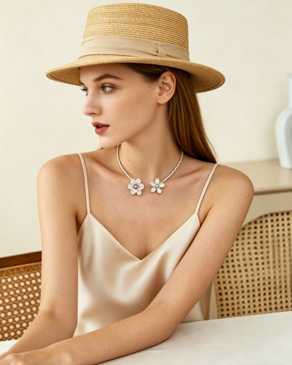Silver Baroque Pearl Necklace – Handcrafted Petal Pearl Jewelry for Women