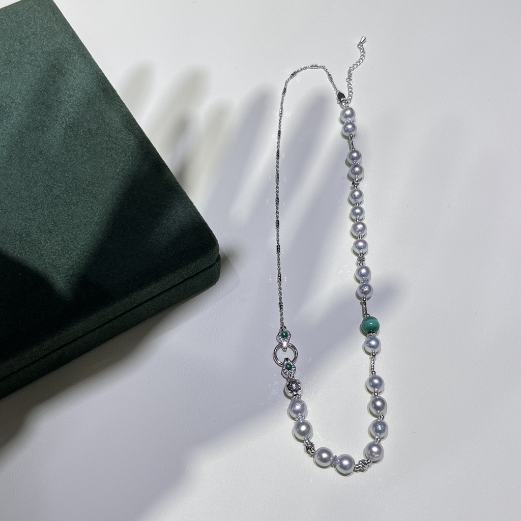 7–8mm Near-Round Gold-Plated Copper Pearl Necklace