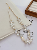 Artisan Petal-Shaped Baroque Pearl Necklace – Romantic Floral Pearl Jewelry