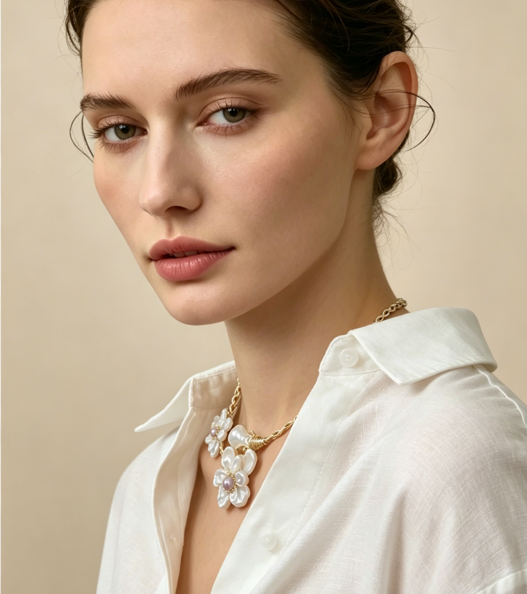 Handcrafted Baroque Pearl Statement Necklace – Natural Freshwater Pearls in Gold or Silver