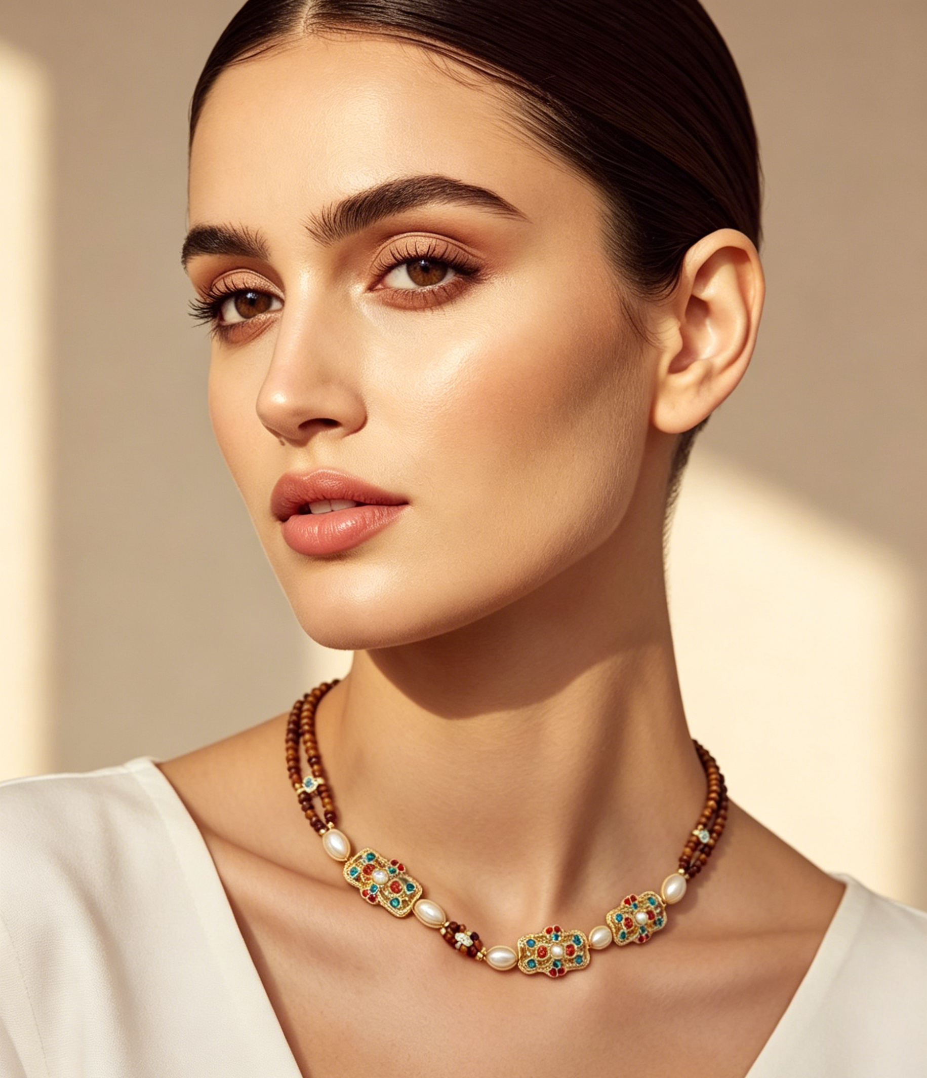 Celestial Star Freshwater Pearl & Tiger's Eye Necklace | Organic Starry Gemstone Jewelry